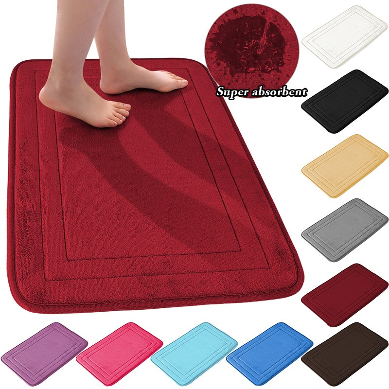 Solid Color Memory Foam Bath Rug Soft Non slip Absorbent - Temu