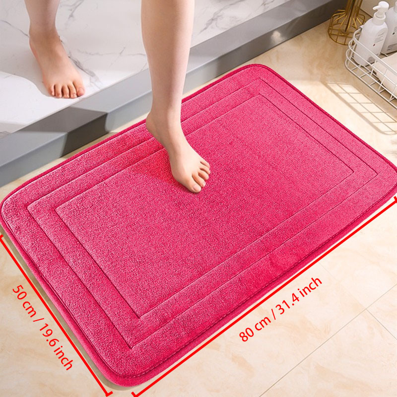 Solid Color Memory Foam Bath Rug, Soft Non-slip Absorbent Bath Mat