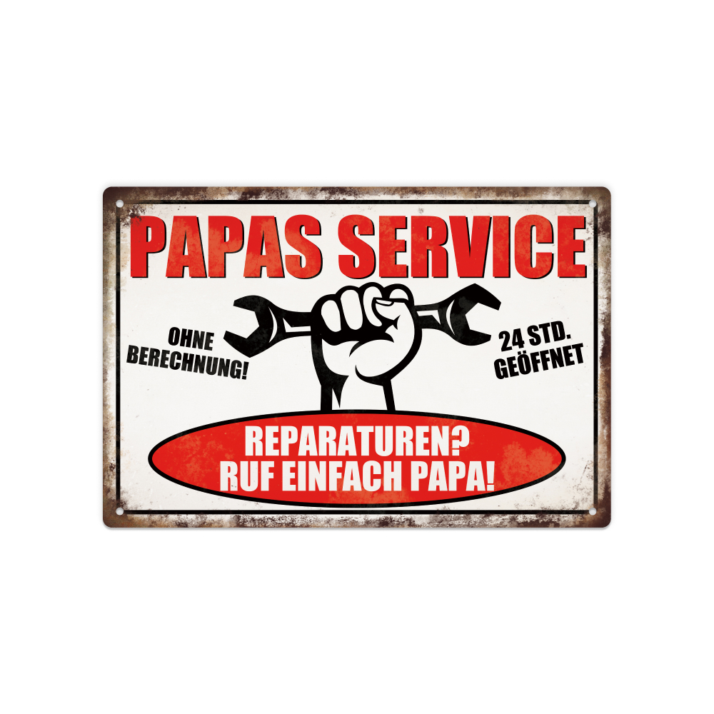 Image of Metal Tin Sign - 'call Dad For Repairs' Wall Art, Man Cave & Tools Room Decor, , 7.8x11.8 Inches, Putuo Decor, Ruf Einfach Papa