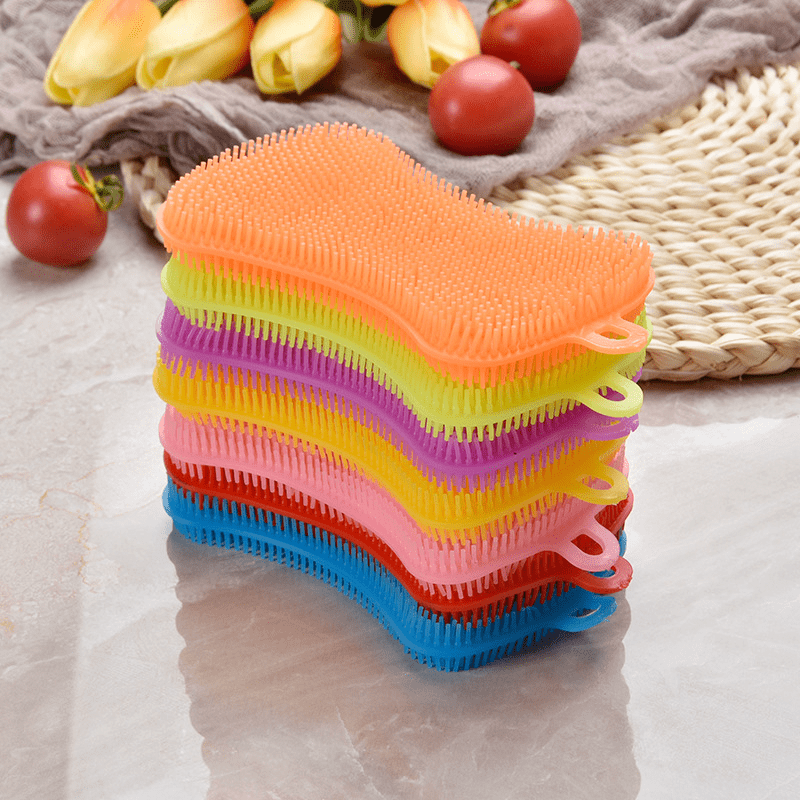 5 Pieces Magnic Silicone Dish Sponge Washing Brush Scrubber 5 Pack  Household Cleaning Sponges Brushes Anti Hot Table Mat - Sponges & Scouring  Pads - AliExpress