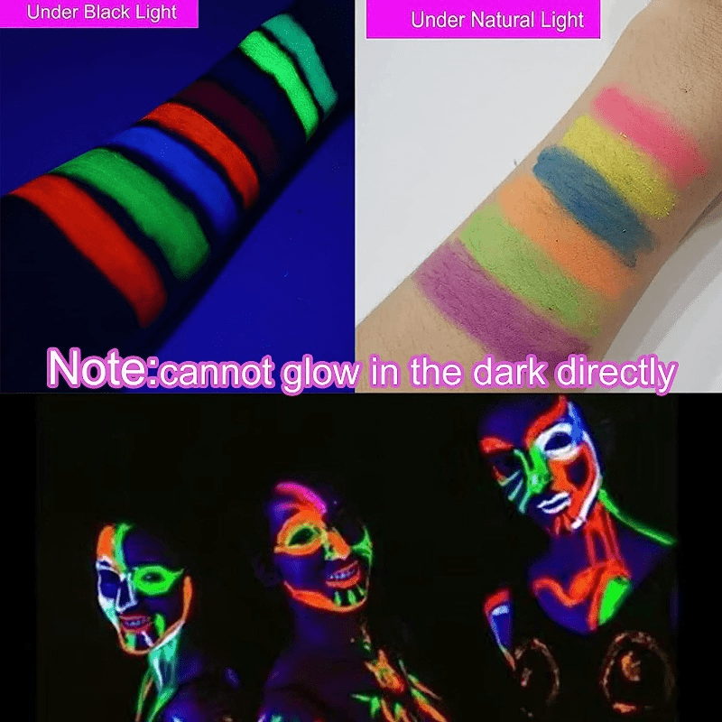Glow In The Dark Face Body Paint Uv Black Light Glow Makeup - Temu