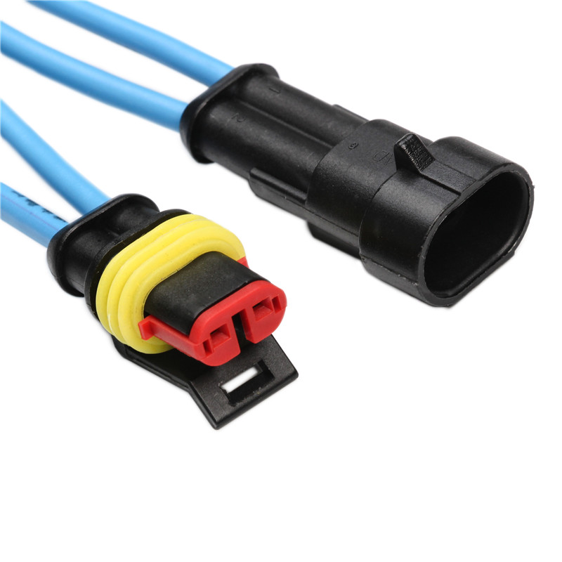 Conector eléctrico impermeable para automóvil de 2 pines, conectores de  cable eléctrico HID, terminal serie de 0.059 in y sello de goma con cable  AWG