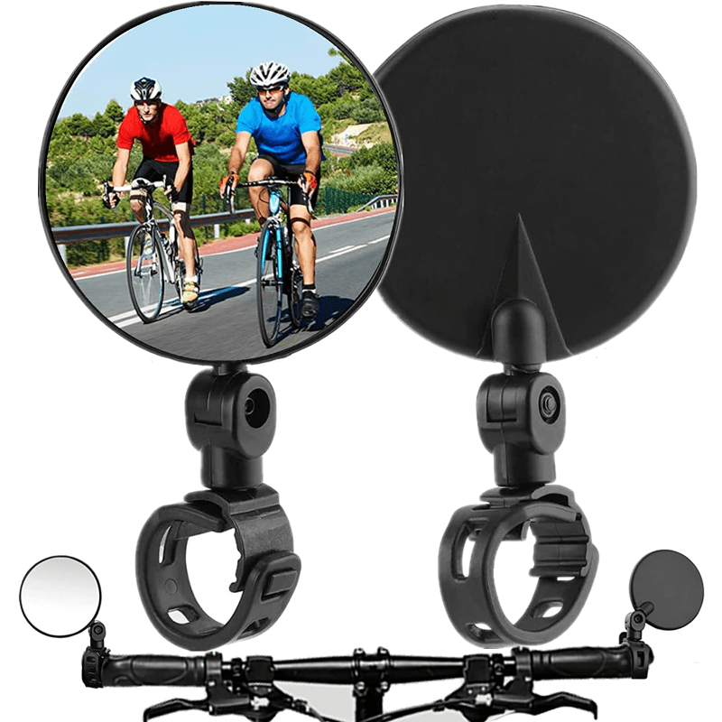 1 Pièce Miroir Convexe De Vélo Rond Noir Avec Support Rotatif À