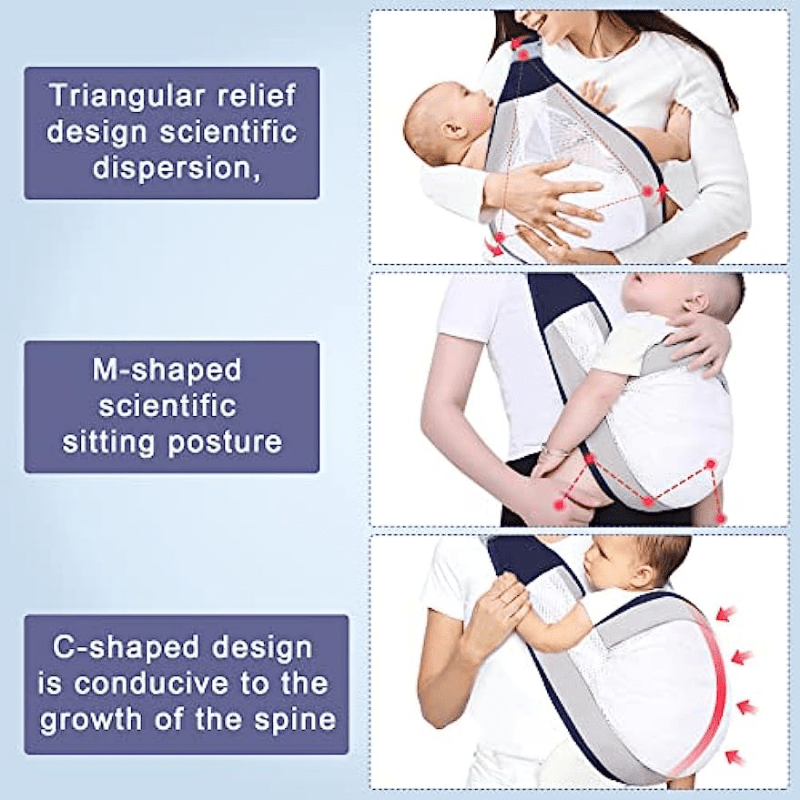 Portabebés ajustable con un hombro que ahorra trabajo, de malla para bebés,  portabebés medio envuelto para recién nacidos a niños pequeños (gris)