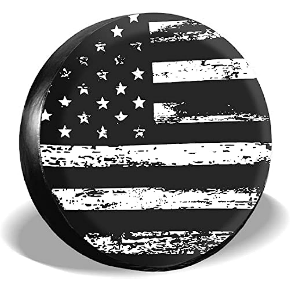 American Flag Reclaimed Wood Spare Tire Cover Waterproof Dust-Proof Wheel Tire Cover Fit for Jeep,Trailer, RV, SUV and Many Vehicle 14 Inch - 1