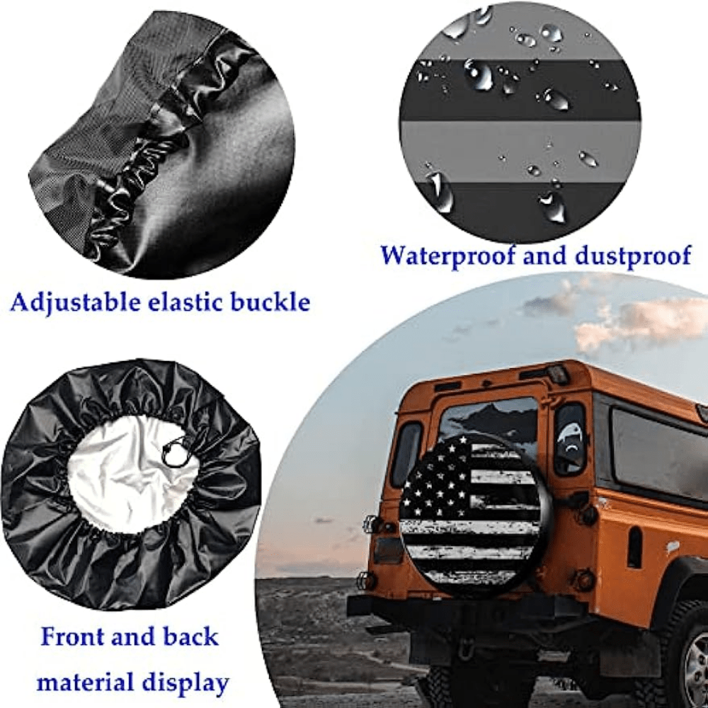 Spare Tire Cover Wheel Black White Vintage American Flag Protectors  Weatherproof Dust-proof For Camper Universal For Trailer Suv Truck Camper  Temu