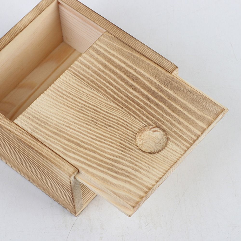 Wooden Box Unfinished Storage Box with Slide Top Natural Candlenut Card  Keeper Wood Jewelry Box for Storage and Home Decoration - AliExpress