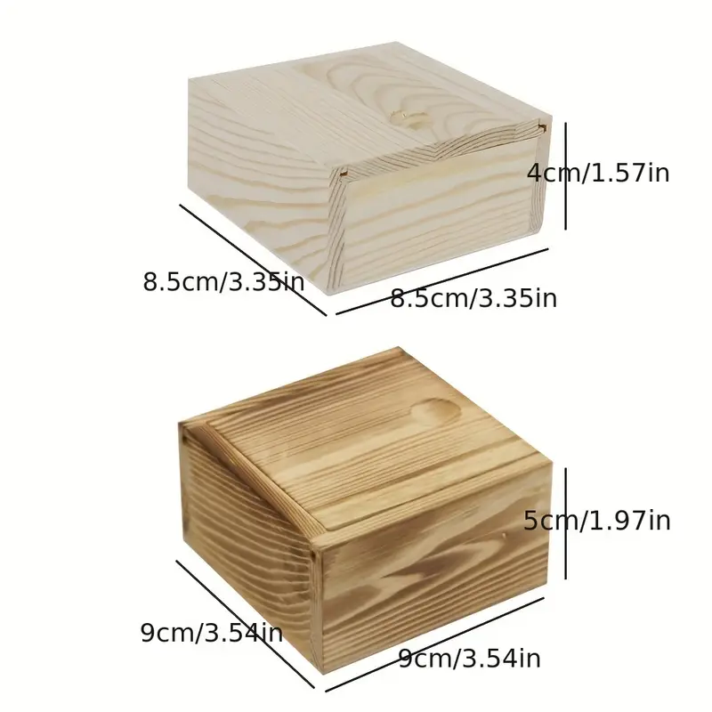 Wooden Box Storage Box Slide Top Natural Candlenut Card - Temu