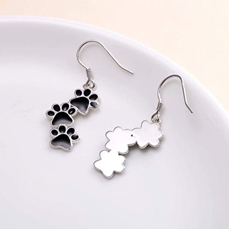 Silvery Jewelry, Jewels Puppy Dog Cat Pet Paw Print Dangle Earrings Alloy Earrings Boho Style Jewelry Trendy Gift for Women, 1.19, Alloy, Free