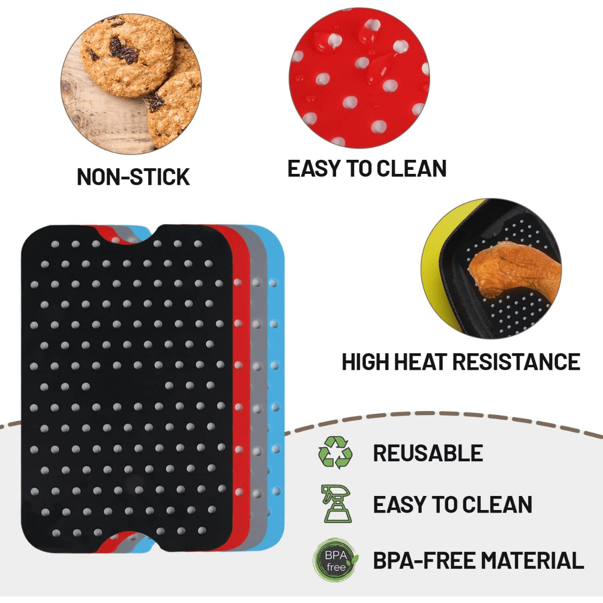 Silicone Air Fryer Basket - Reusable Basket Accessories, Heat Resistant  Easy to Clean Air Fryer Accessories 