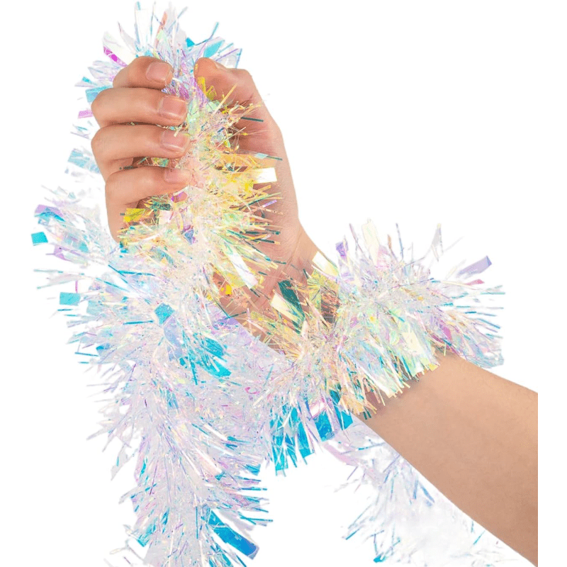 1pc, Iridescent Tinsel Garland - Sparkly Metalic Decorations for All-Season  Home Party Decor