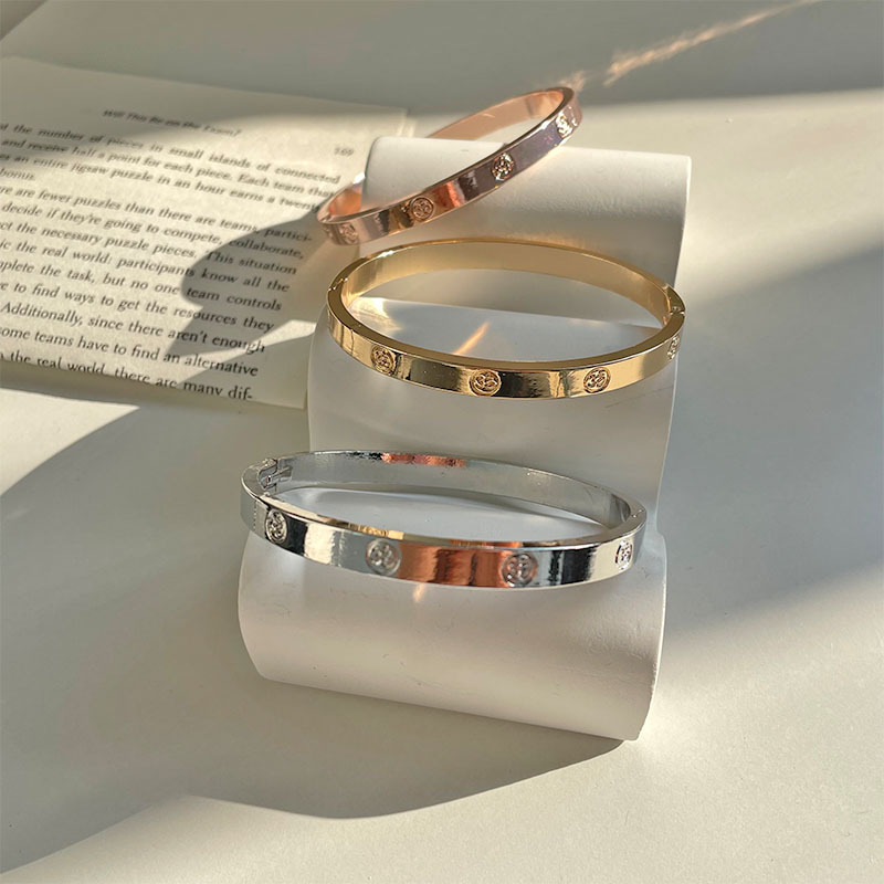 Casual Classic Style Letter Stainless Steel Rose Gold Plated Gold Plated  Silver Plated Bangle