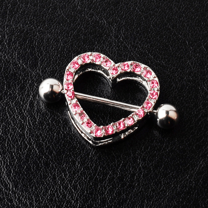 Love Heart Shaped Nipple Ring Inlaid Shiny Rhinestone Nipple