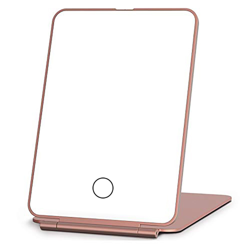 led foldable travel makeup mirror 3 colors light modes usb rechargeable touch screen portable tabletop cosmetic mirror for travel cosmetic office details 5