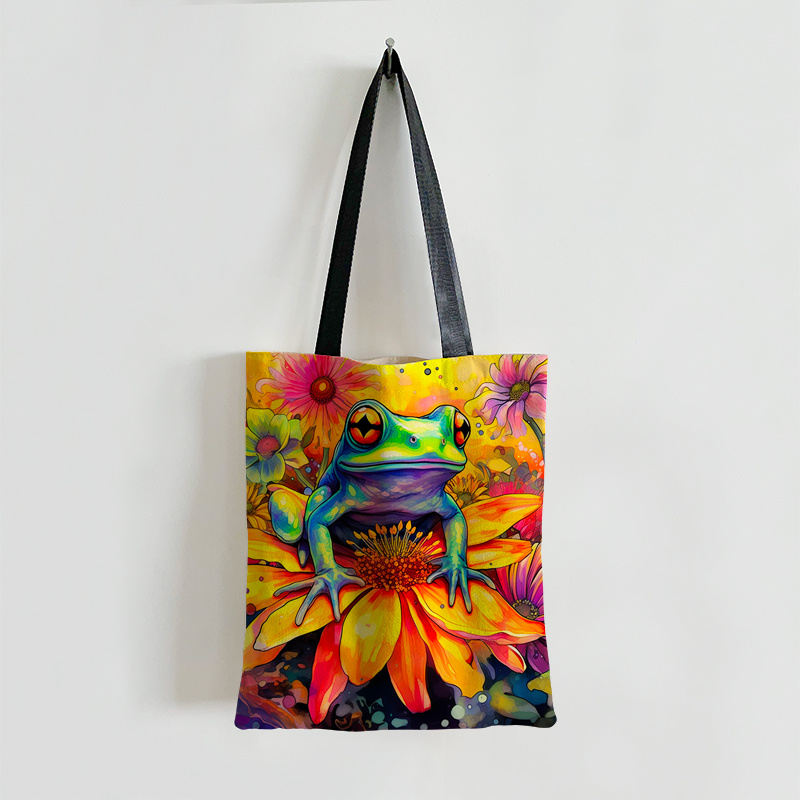 Flower Totem Pattern Canvas Shoulder Bag, Aesthetic Mandala Travel Beach  Tote Bag, Reusable Grocery Shopping Bag - Temu