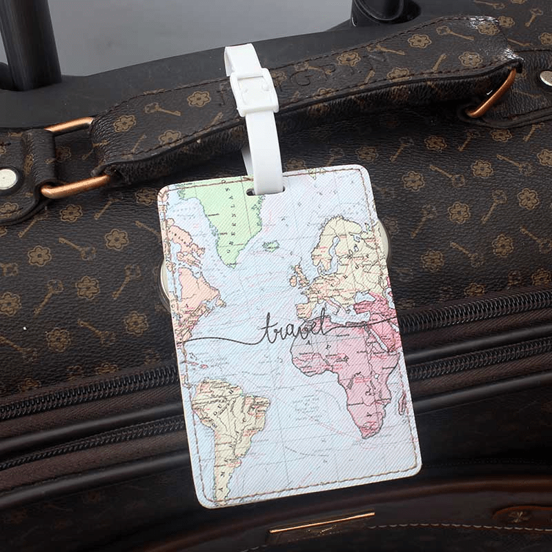 Creative World Map Pattern Luggage Tag, High Quality Travel Accessories, Baggage  Tag, Pu Leather Tag, Boarding Tag, Name Id Labels With Privacy Cover For  Suitcases, Boarding Tag Portable Label - Temu New