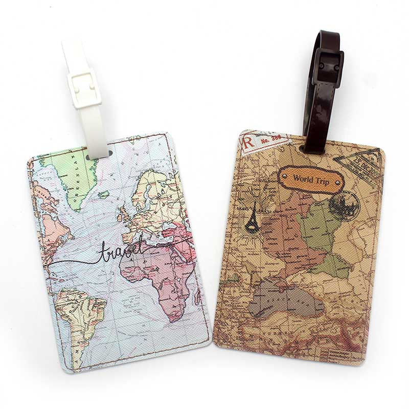 Creative World Map Pattern Luggage Tag, High Quality Travel Accessories, Baggage  Tag, Pu Leather Tag, Boarding Tag, Name Id Labels With Privacy Cover For  Suitcases, Boarding Tag Portable Label - Temu New