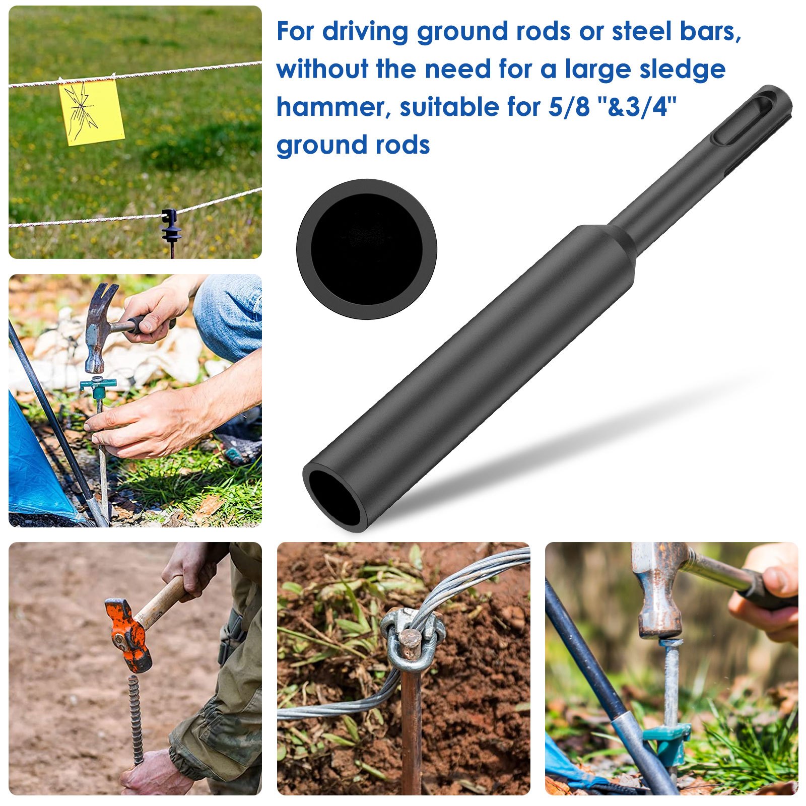 Ground Rod Driver Heavy Duty Sds plus T Post Ground Rod - Temu