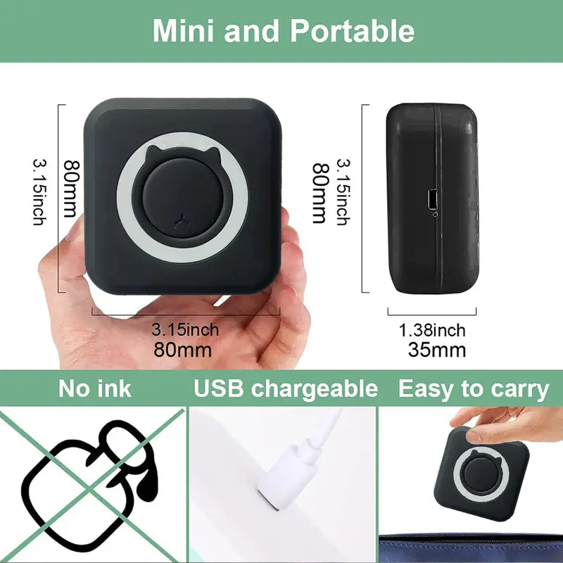printing paper mini printer portable pocket printer inkless photo printer for wireless printer for smartphone details 1