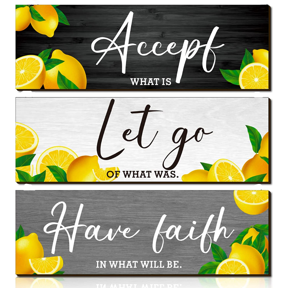 Wooden Signs Rustic Motivational Wall Decor Accept Let Go - Temu ...