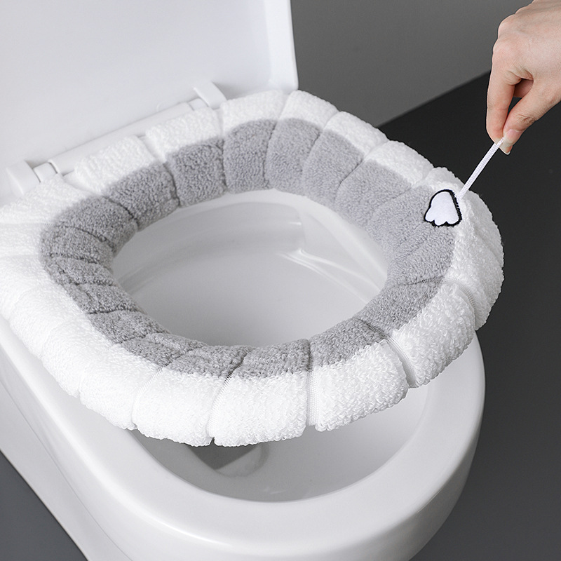 Housse de siège universelle, chaude, douce et épaisse, lavable, pour siège  de toilette, coussin avec poignée