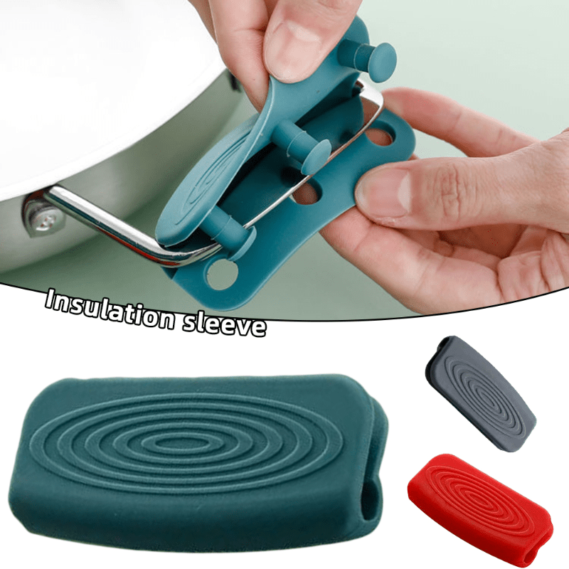 2pcs Silicone Handle Cover, Heat Resistant Pot Handle Sleeve, Anti