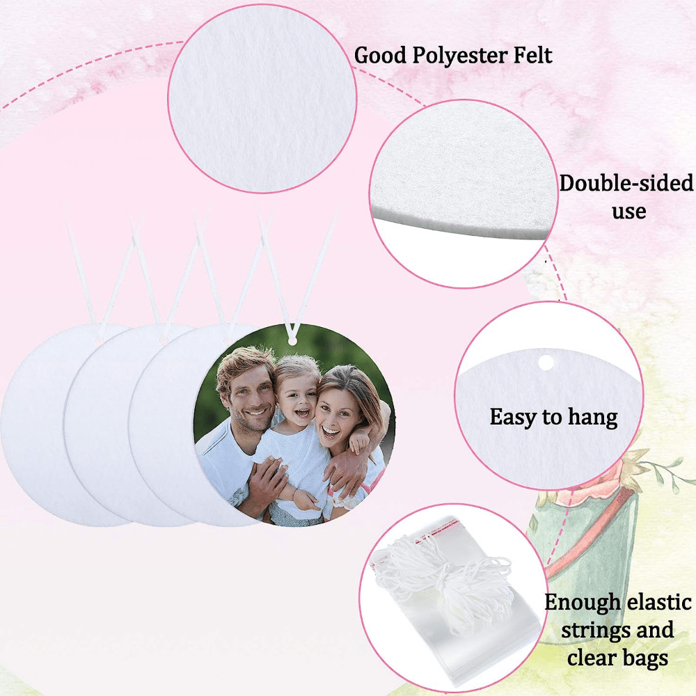 20/50pcs Sublimation Car Air Freshener Blanks, Car Hanging Accessories, DIY  Car Accessories Crafts White Sheets With Elastic Strings