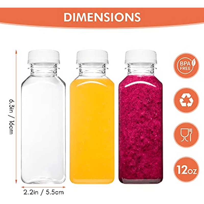 1500Ml Empty Plastic Juice Bottles with Lids – Cylinder Drink Containers -  Great for Storing Homemade Juices, Water