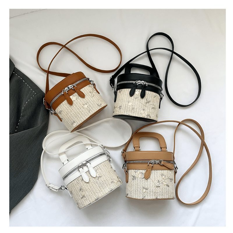 Crossbody bucket bag with zipper sale