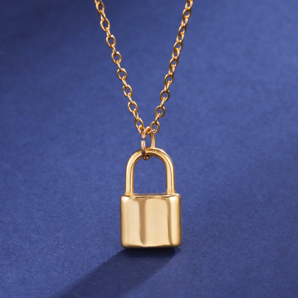 Gold Stainless Steel Mini Lock Necklace