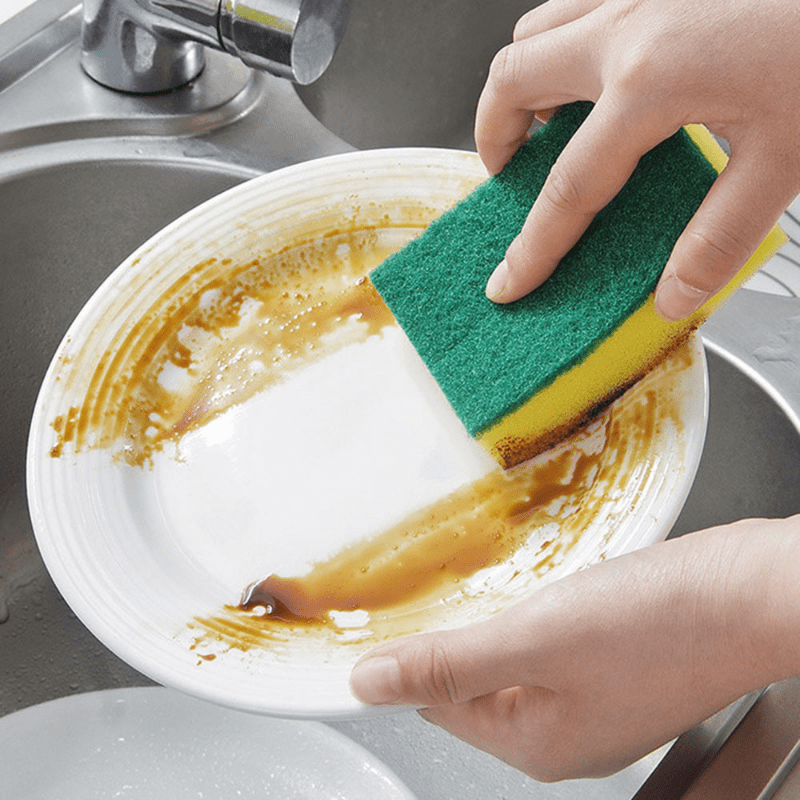 1pc Kitchen Dishwashing Sponge Scrub Pad With Two Sides For Cleaning Dishes,  Bowls, Pans, Etc.