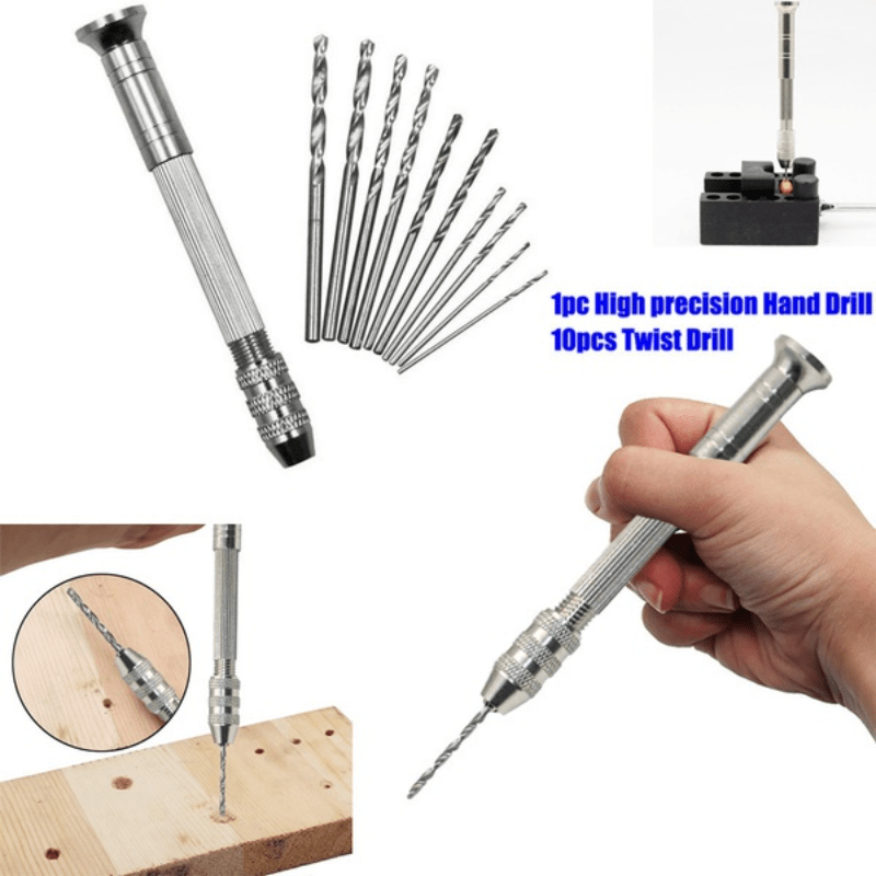 Mini Micro Aluminum Hand Drill With Keyless Chuck HSS Steel Twist Drill Bit  Woodworking Drilling Rotary Tools Hand Drill Manual