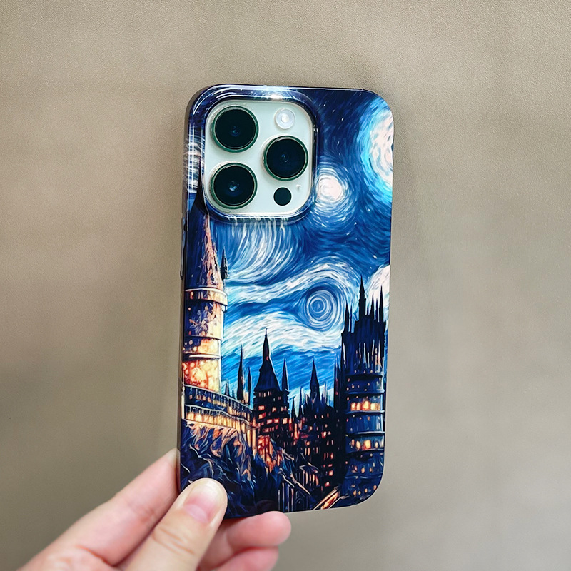 Glossy Van Gogh Castle Mobile Phone Case Hard Shell - Temu