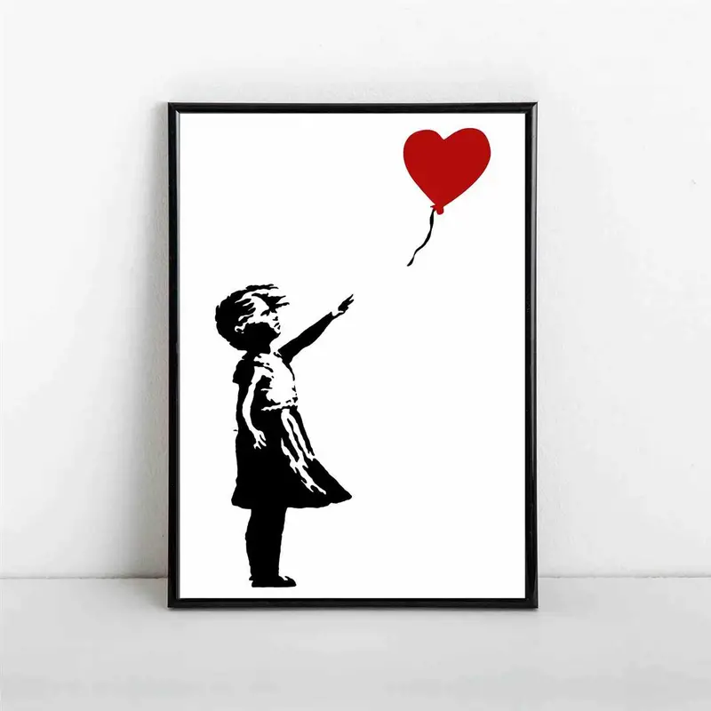Canvas Poster Banksy Wall Art Canvas Painting Girl Heart - Temu