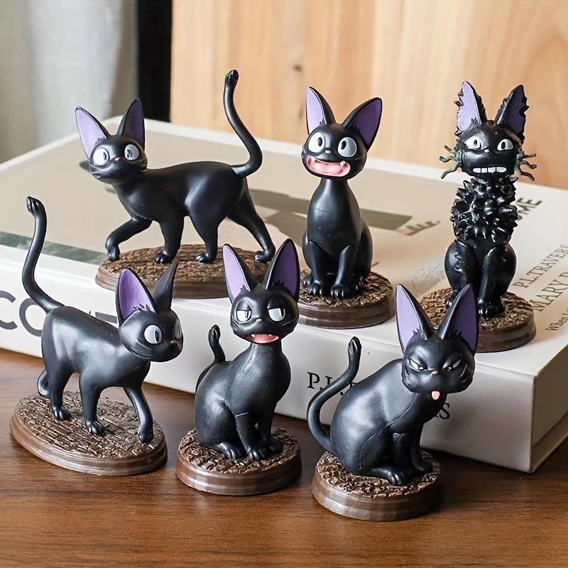 

A Set Of 6 Pcs Black Cat Dolls, Cat Models, Black Cat Decorations, Decorations, Gifts