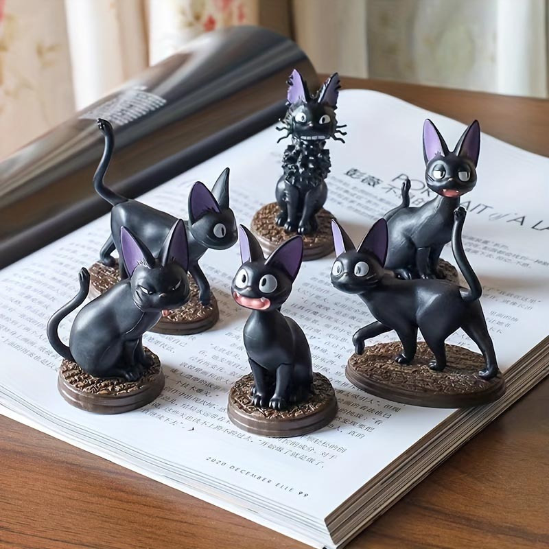 a set of 6 pcs black cat dolls cat models black cat decorations decorations gifts details 0