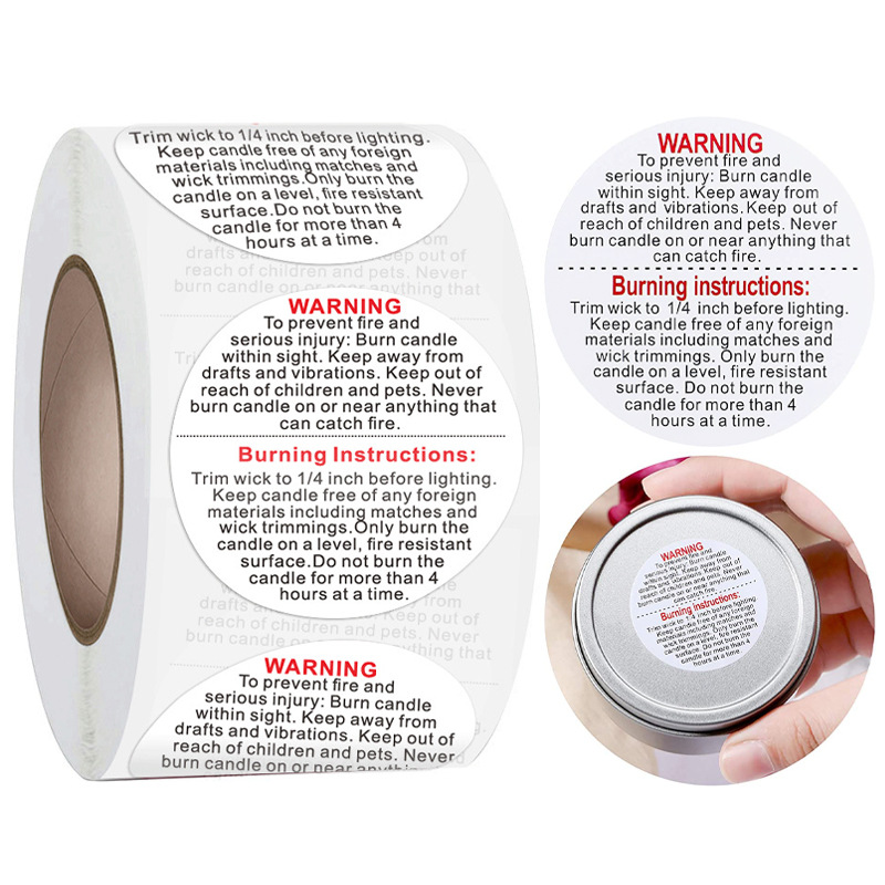  1000 Pcs Candle Warning Labels for Soy Wax - 2 Inches Warning  Labels for Soy Candles - 20 Pcs Per Sheet Waterproof and Self Adhesive  Candle Warning Stickers