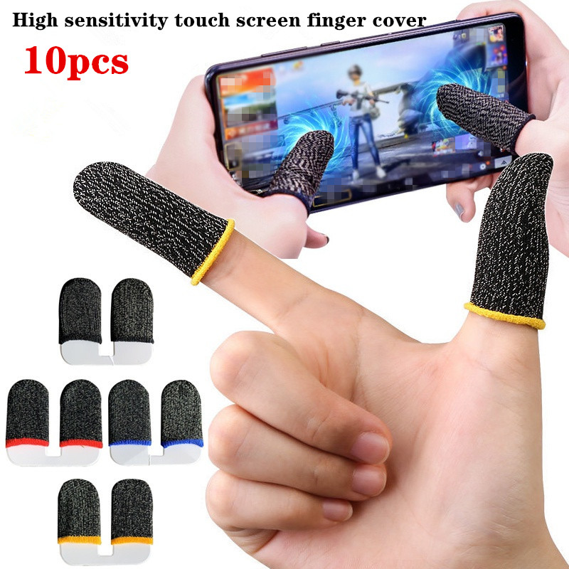 2pc Finger Sleeves Game Glass Silver Fiber Thumb PUBG Gaming Touch Screen  Gloves
