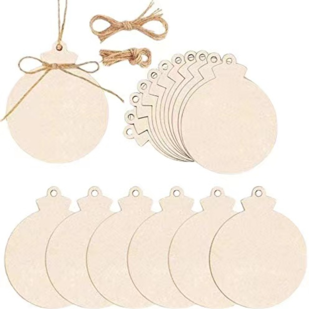 20pcs Wooden Christmas Ornaments Natural Wood Slices Unfinished
