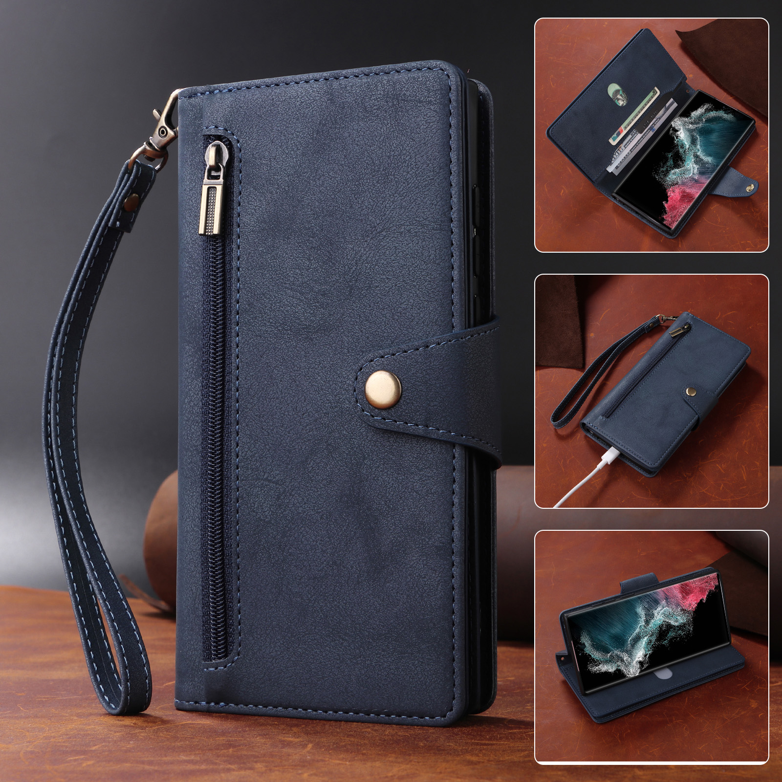 Luxury Pu Leather Wallet Case With Card Slots And Kickstand - Temu