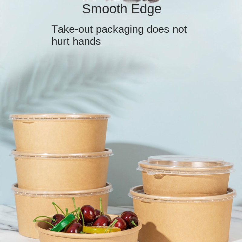 Disposable Kraft Paper Bowls With Lids Paper Takeaway Bowls - Temu