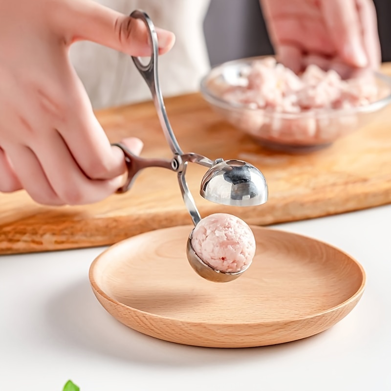 Meat Ballers Maker, Stainless Steel Rice Ball Making Tongs, Meatball Scoop,  Meatball Clip, None-stick Food Clip, Cookie Dough Scoop, Diy Fish Ball  Mold, Ice Cream Ball Makers, Kitchen Tools - Temu