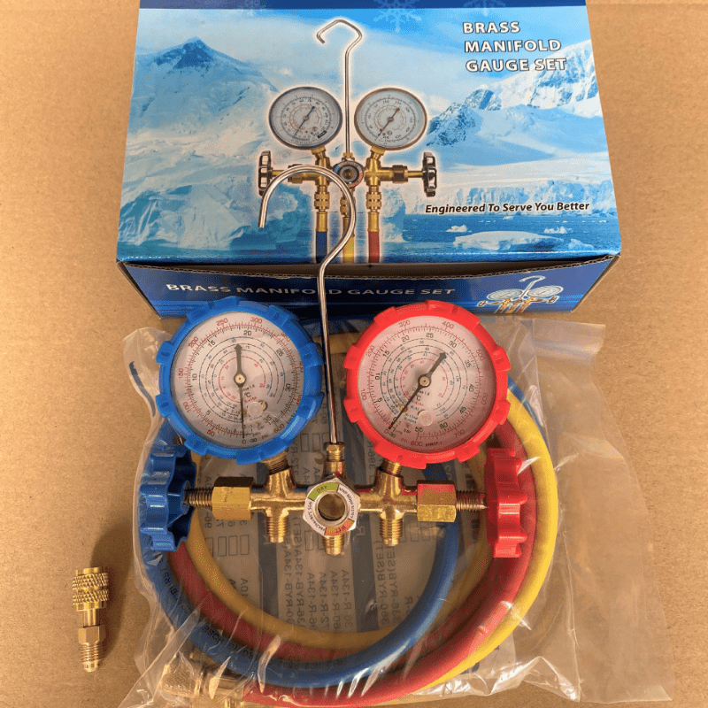 Klimaanlagen-Manometer Plus Fluor-Manometer R32 410 22 134A  Schnee-Kältemittel-Manometer Kälte-Manometer Mit R134a-Anschluss Und R134a  - Temu Germany