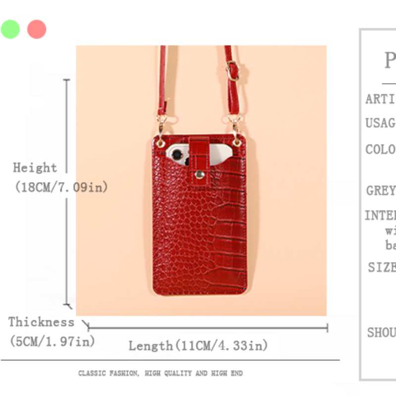 2023 New Fashion Lightweight Crocodile Pattern Mobile Phone Bag