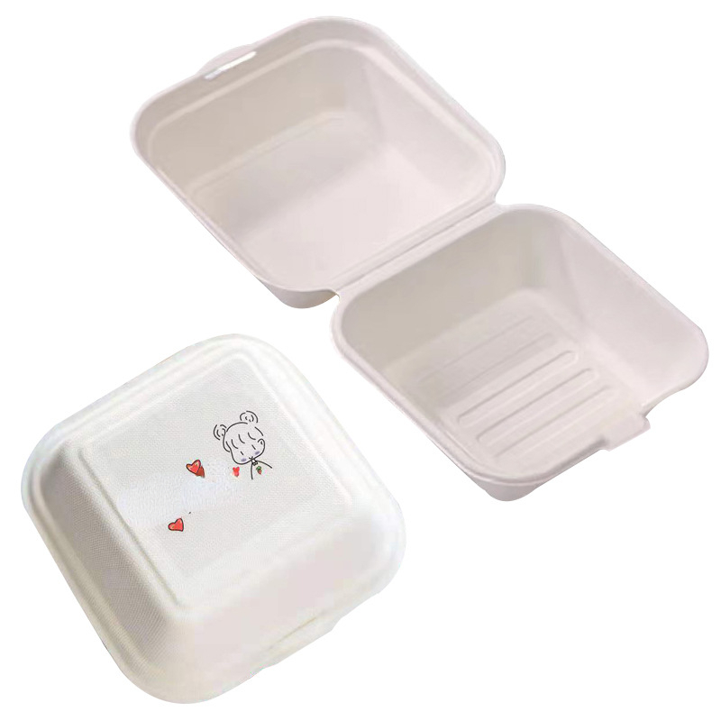 10pcs Disposable Paper Pulp Square Bento Box For Baking Cakes & Hamburgers