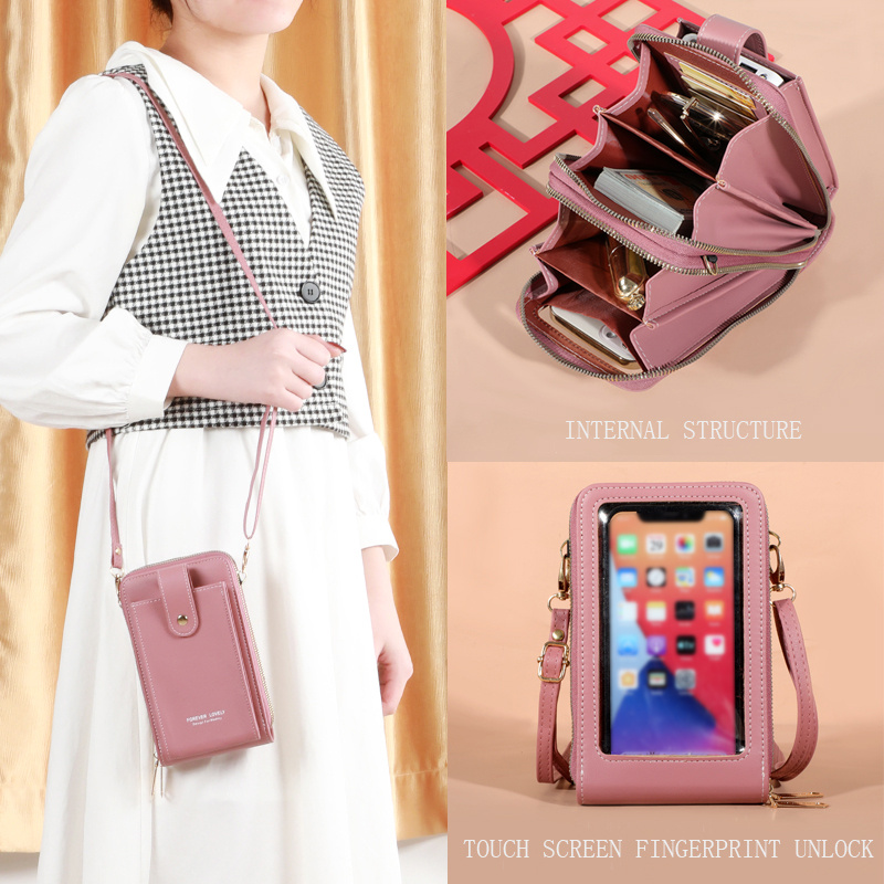 Touch Screen Cell Phone Bag, Mini Zipper Around Coin Purse