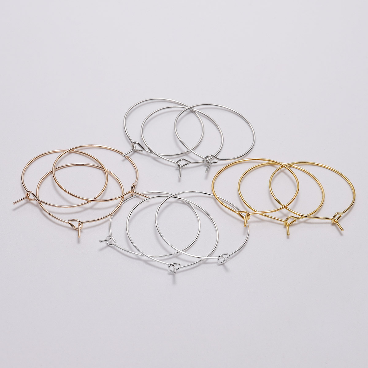 

50pcs/lot Kc Golden Silver Color Hoops Earrings Big Circle Ear Hoops Earrings Wires 20/25/30/35mm For Diy Jewelry Earrings Making Accessories Small Business Supplies