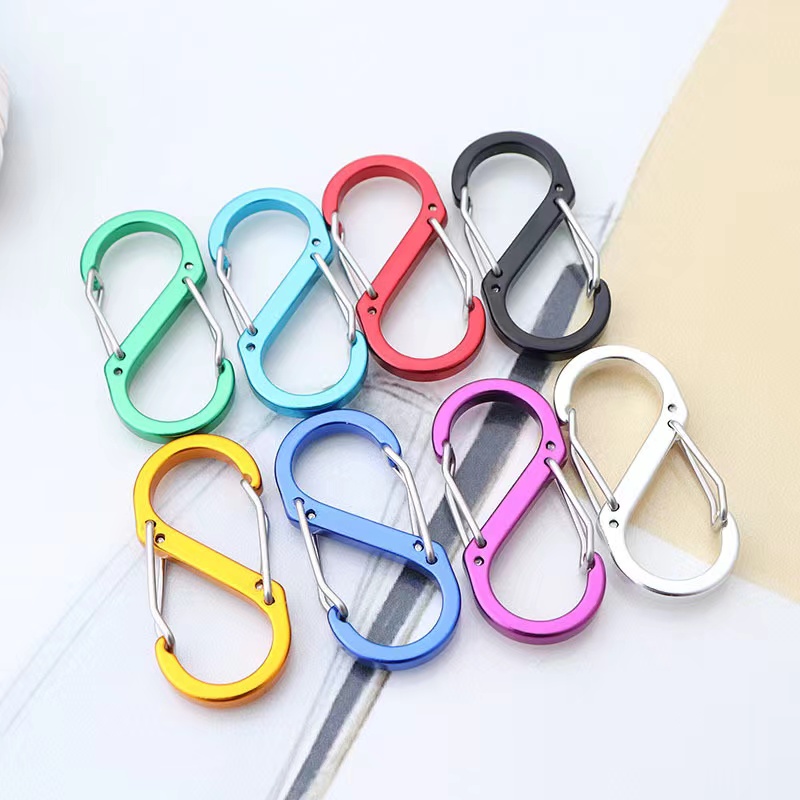 8pcs Small Keychain Clips Mini Carabiner, S-Shaped Outdoor Alloy Mountaineering Buckle for Men and Women,Temu