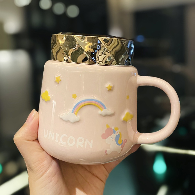 Herrliche Erleichterung Einhorn Kaffee Becher mit Handy Halter Deckel Nette  Wasser Tee Keramik Milch Frühstück Tasse Kreative Geschenk