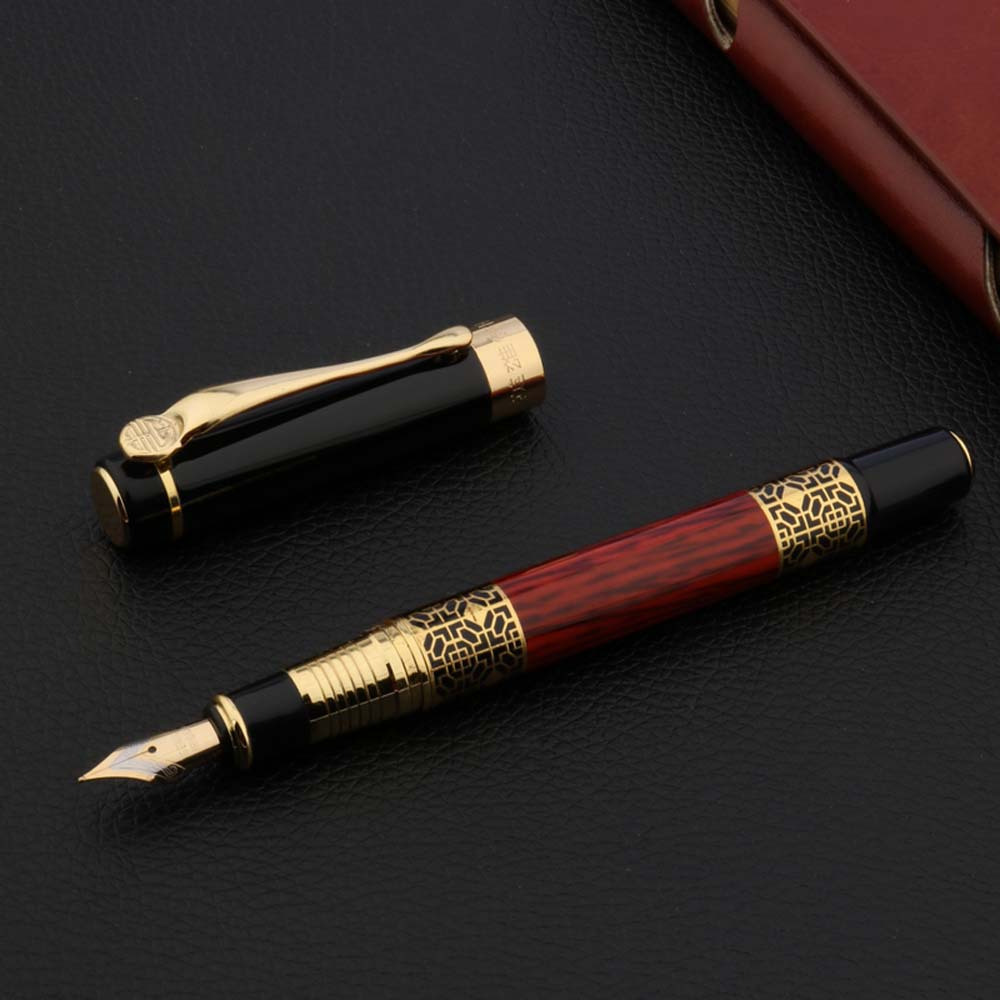 

High Quality 530 Golden Carving Fountain Pen, Business Fountain Pen, School And Office Supplies (without Ink Bags)